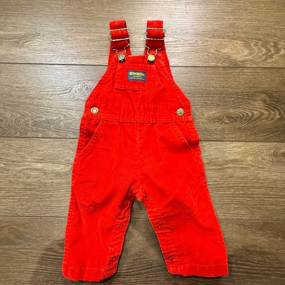OshKosh B'gosh Other - Vintage Oshkosh B'Gosh Baby Corduroy Overalls, Red, 12 Months, One-Piece, Logo